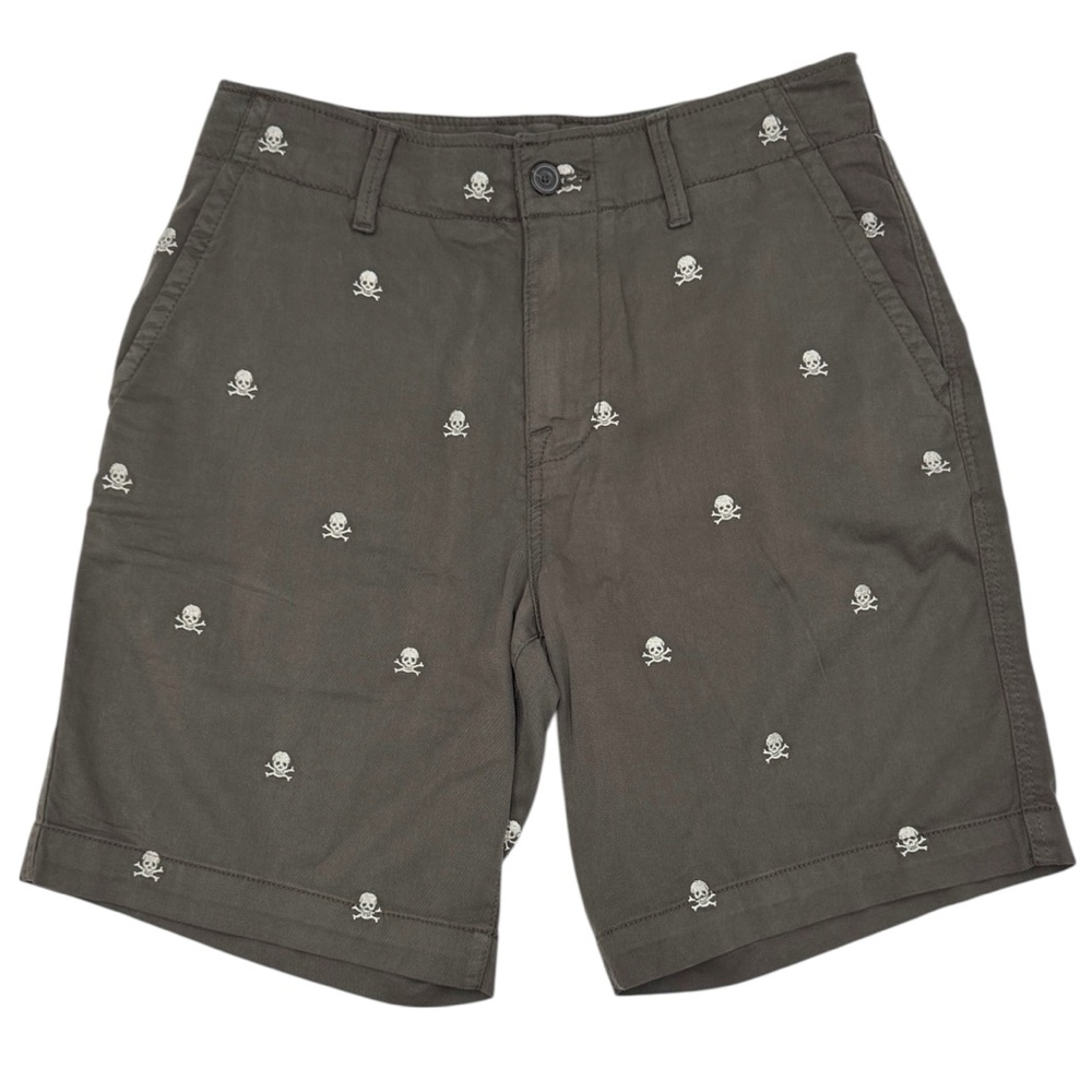 Lucky Brand 9” Skull Embroidered Stretch Twill Shorts Size 29